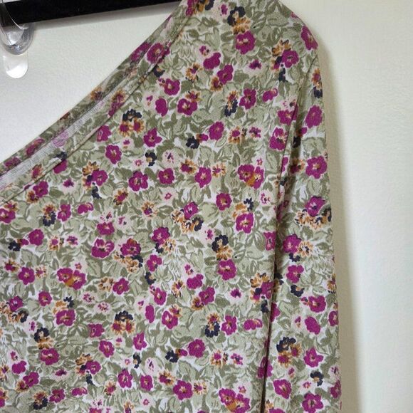 EUX LUSH FLORAL ONE SHOULDER LONGSLEEVE BOHO TOP SIZE L - Picture 5 of 12